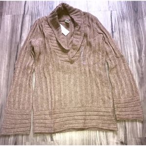 NWT GAP RIBBED SHAWL NECK WOOL SWEATER M